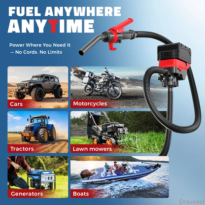 Cordless Fuel Transfer Pump for Dewalt 20V & Milwaukee 18V Batteries – 3.2 GPM Portable Gas, Diesel & Oil Transfer Pump with Hose & Adapters