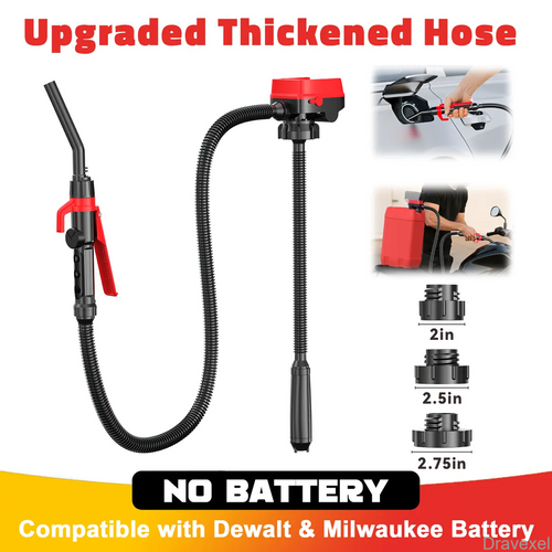Cordless Fuel Transfer Pump for Dewalt 20V & Milwaukee 18V Batteries – 3.2 GPM Portable Gas, Diesel & Oil Transfer Pump with Hose & Adapters